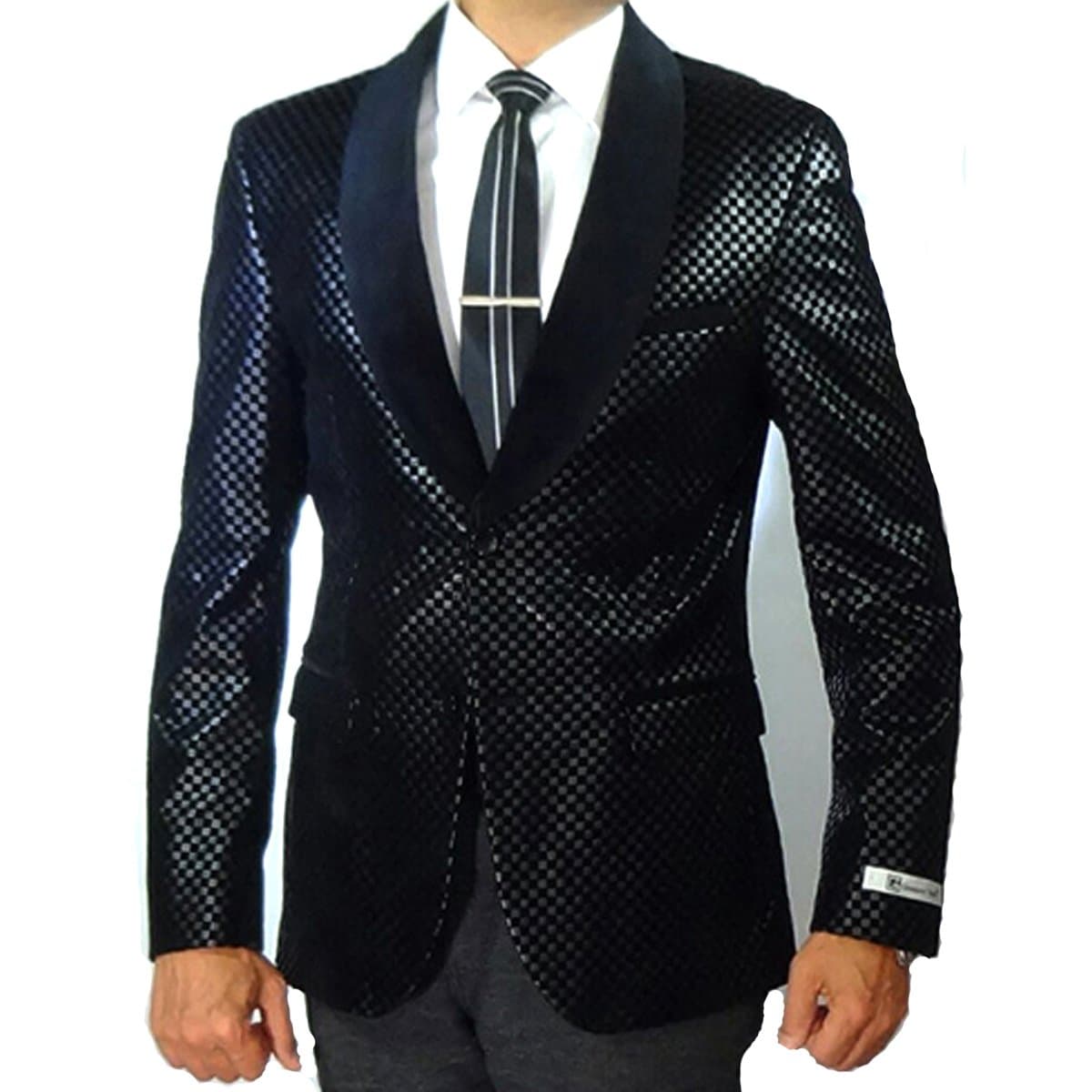 Black Checkered Sports Jacket by Giovanni Testi thumbnail 2