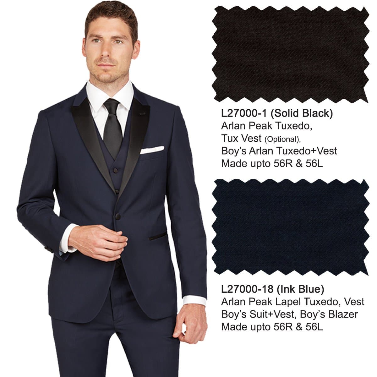 SOLD OUT 1-button Tuxedo in Black and Navy