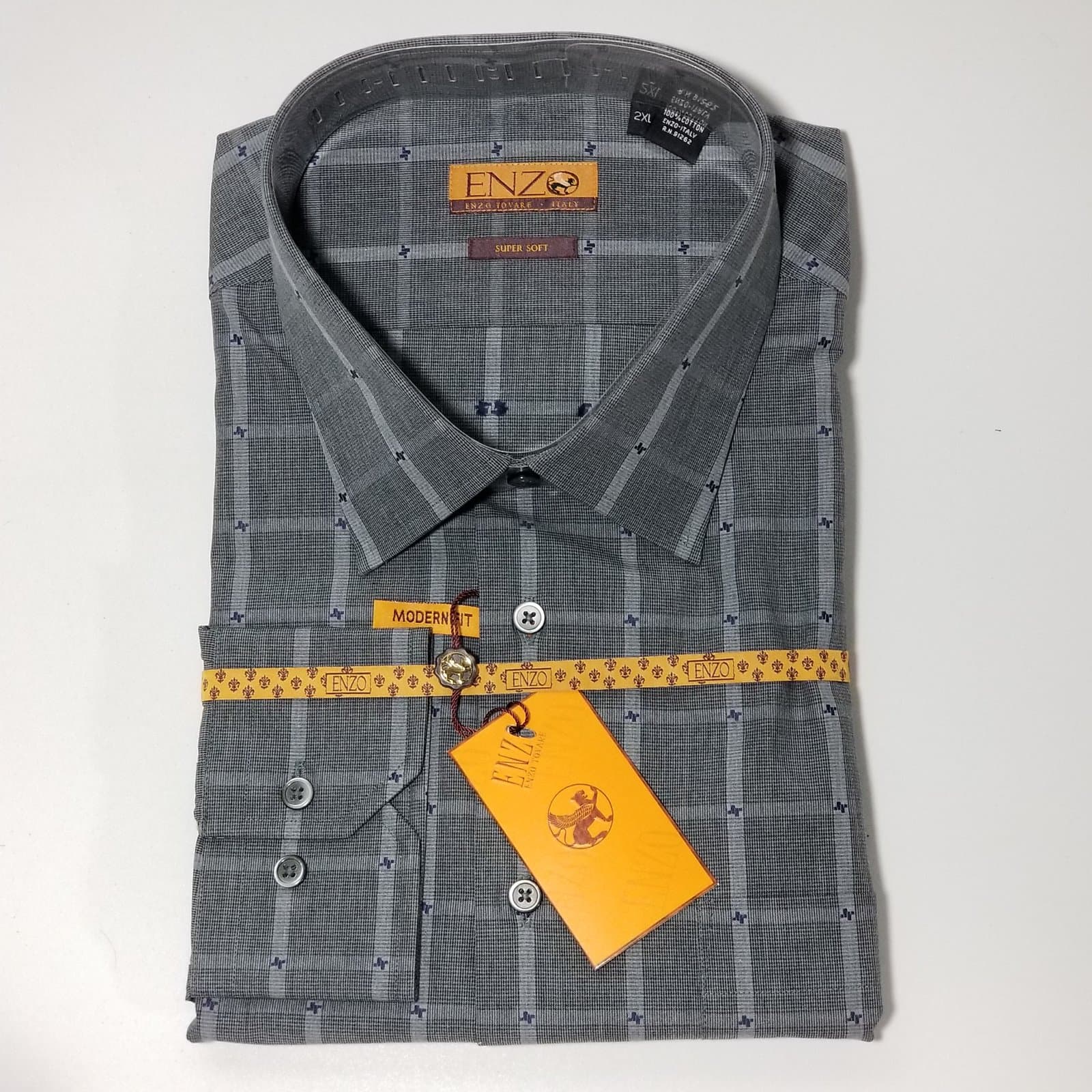 Clearance/ Enzo Sports Shirt Grey Windowpane