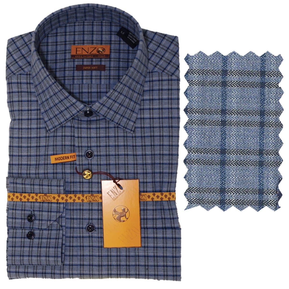 Clearance/ Enzo Sports Shirt Blue Plaid II