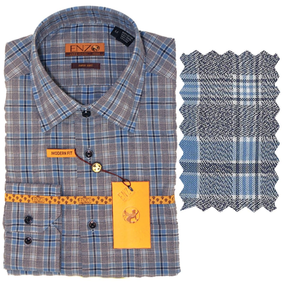 Clearance/ Enzo Sports Shirt Gray Crinkled