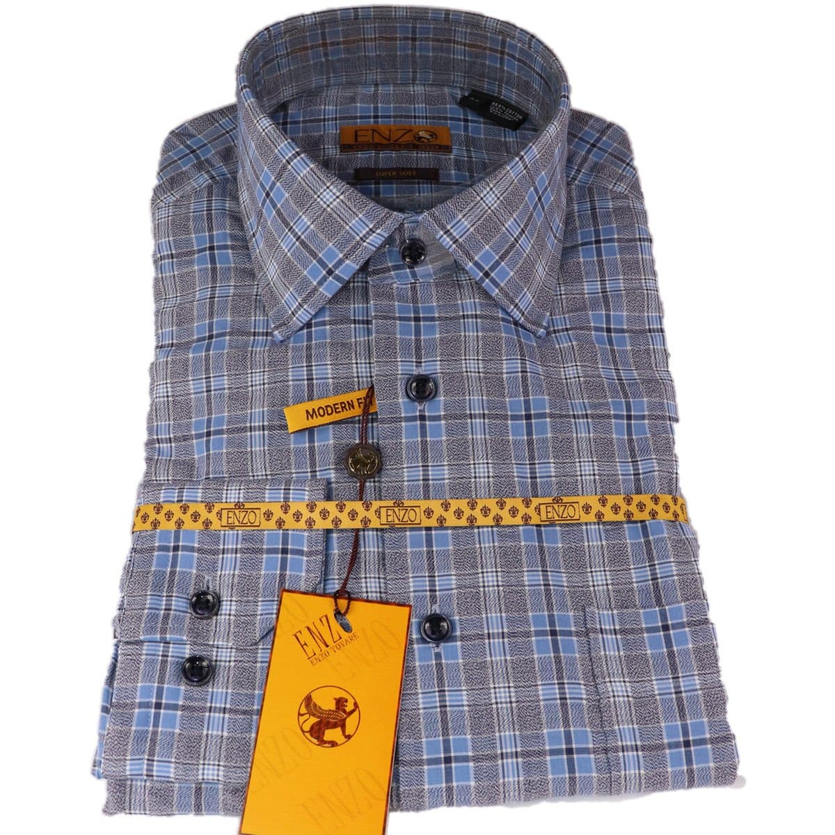 Clearance/ Enzo Sports Shirt Gray Crinkled thumbnail 3