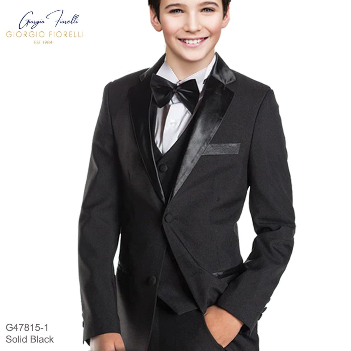 Black Two-Button Boys Tuxedo by Giorgio Fiorelli