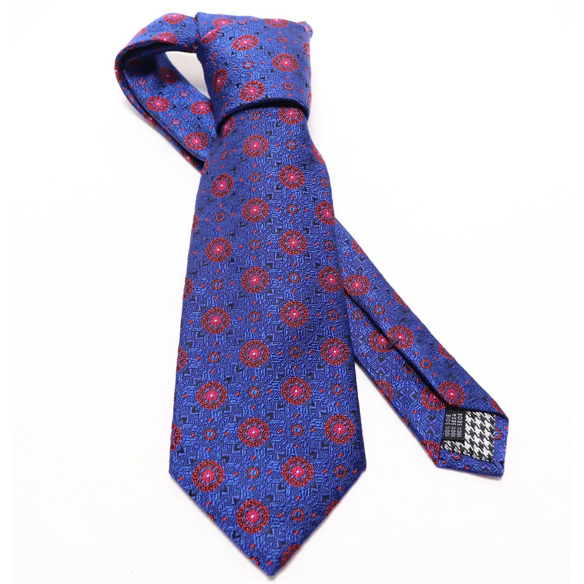 Silk Foulard Medallion Bond Geos Italian Neck Tie