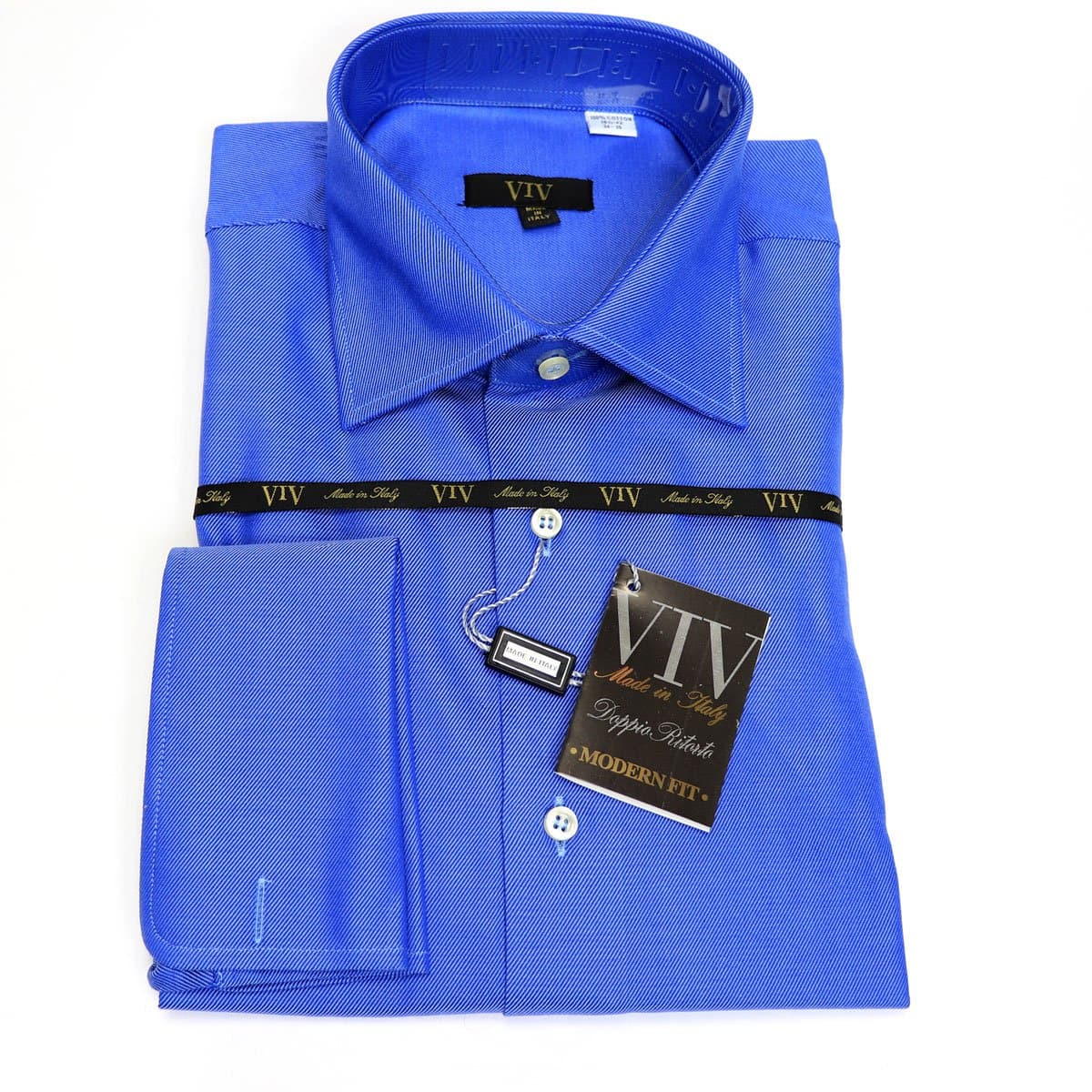 VIV Made in Italy Twill Blue French Cuff in 3Fits