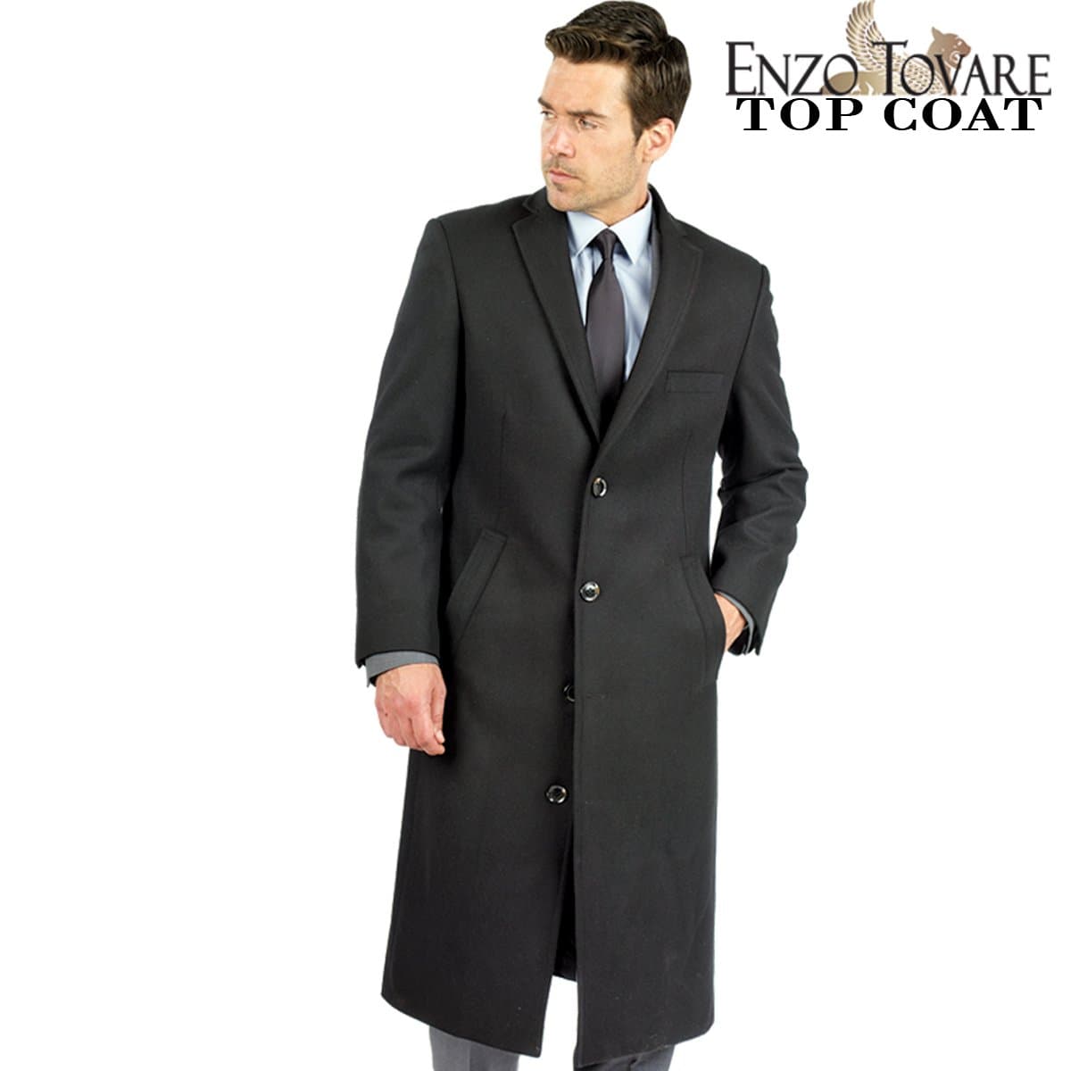 Top Coat Wool/Cashmere by Enzo in 4 Colors Free Shipping