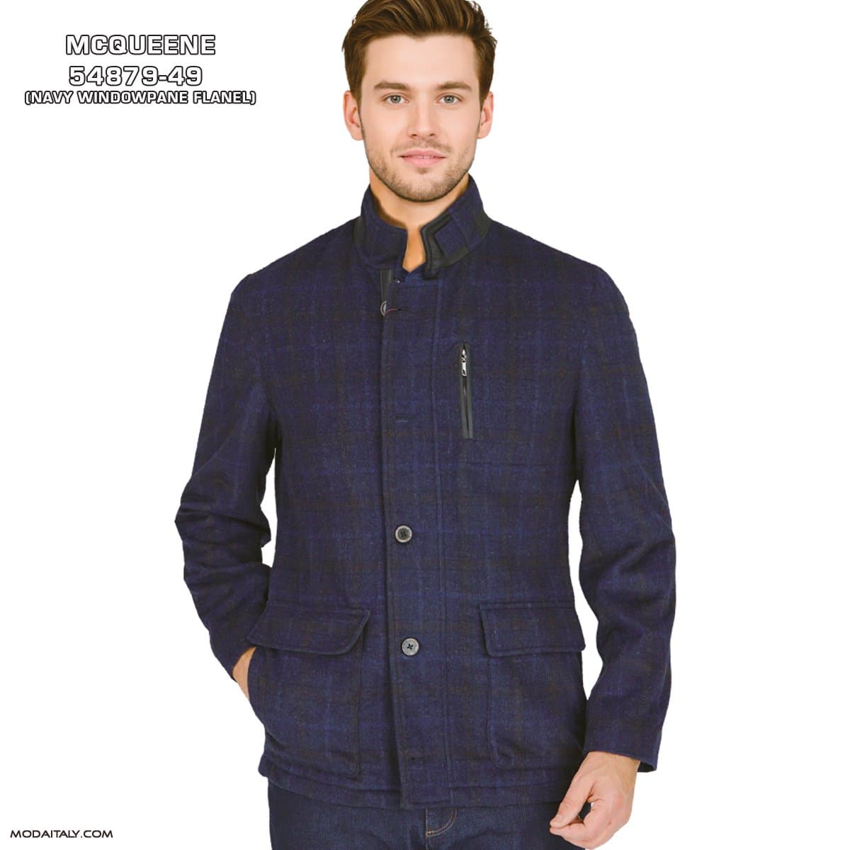 McQueen Enzo Navy Windowpane Flanel Free Shipping/ CLEARANCE