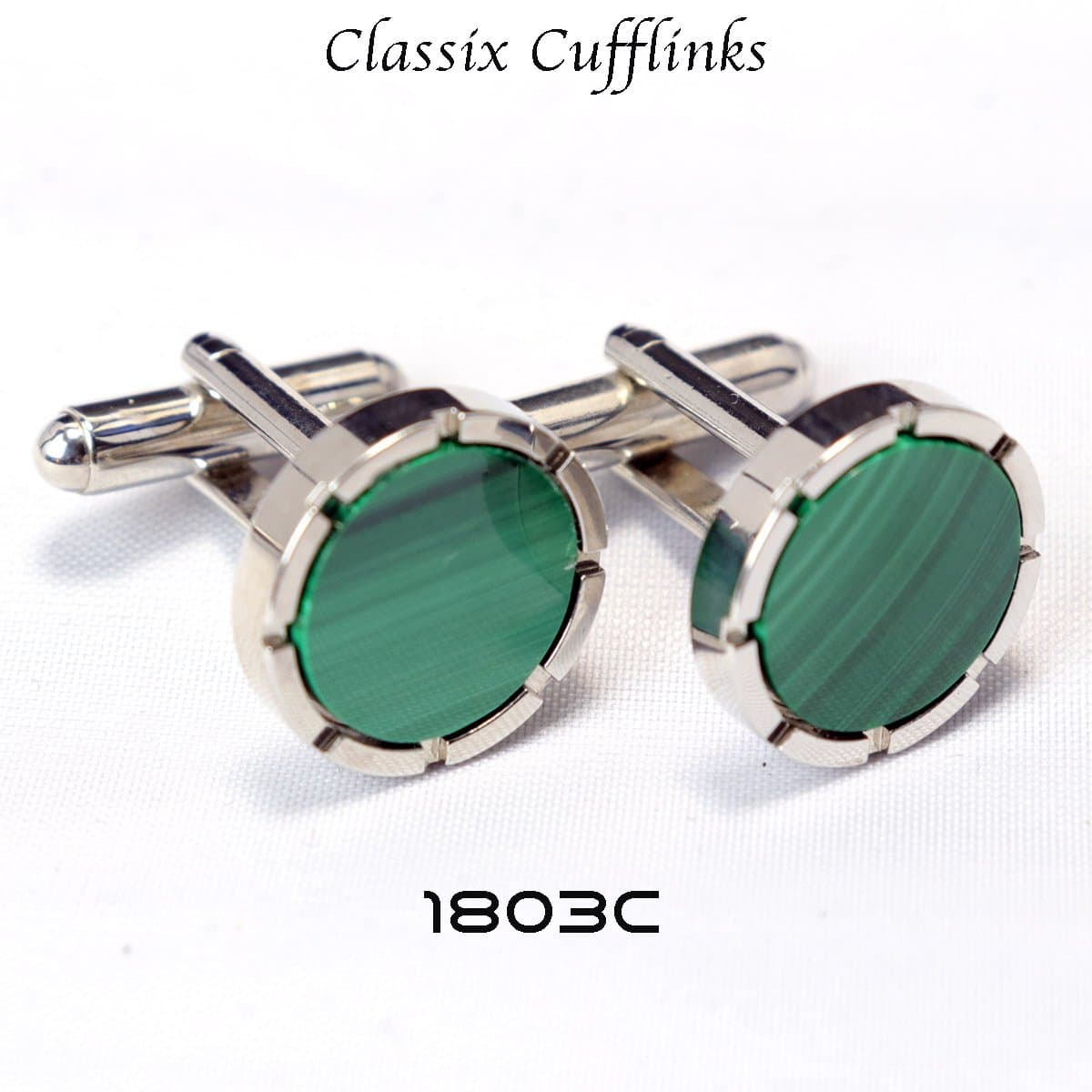 Round Castle Malachite Cufflinks & Studs Set thumbnail 4
