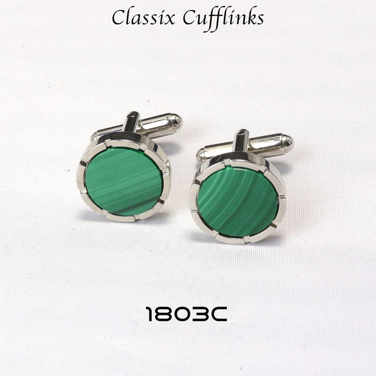 Round Castle Malachite Cufflinks & Studs Set thumbnail 3
