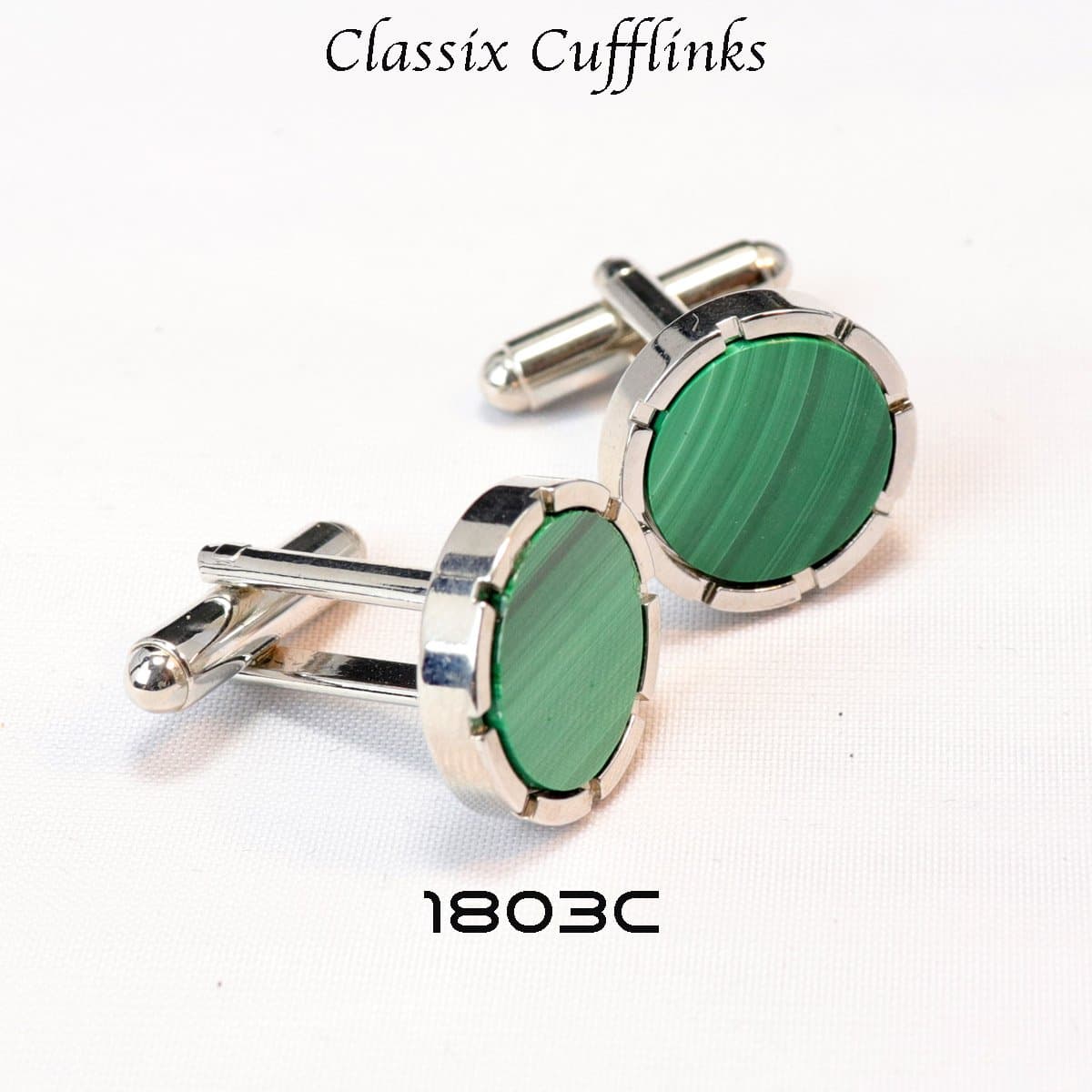 Round Castle Malachite Cufflinks & Studs Set thumbnail 2