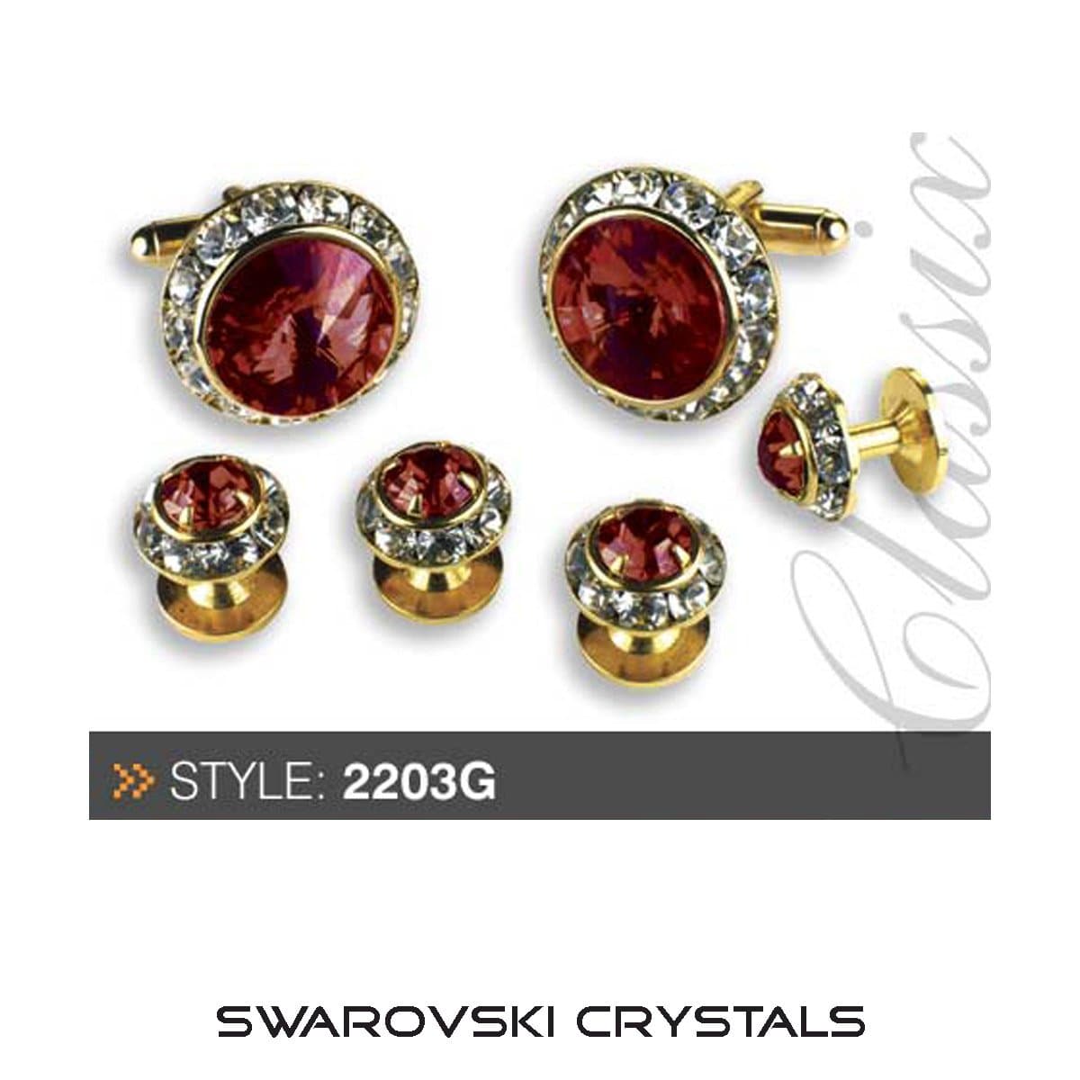 Ruby Swarovski Crystal Cufflinks & Studs Set