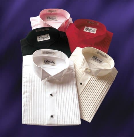 SOLD-OUT Wing Collar Tuxedo Shirts 1/4″ Pleat 5 Colors