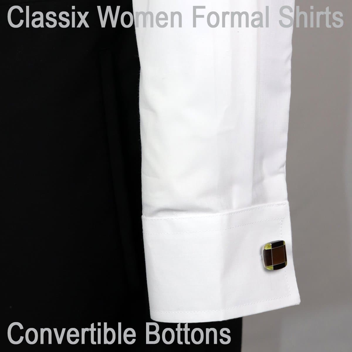 OUT OF STOCK Women Banded Fly Front Dress Shirt thumbnail 3
