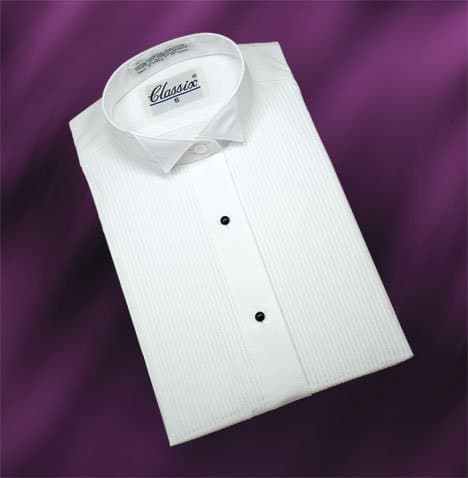 OUT OF STOCK Women Tuxedo Shirt Wing Collar 1/8″ Pleat