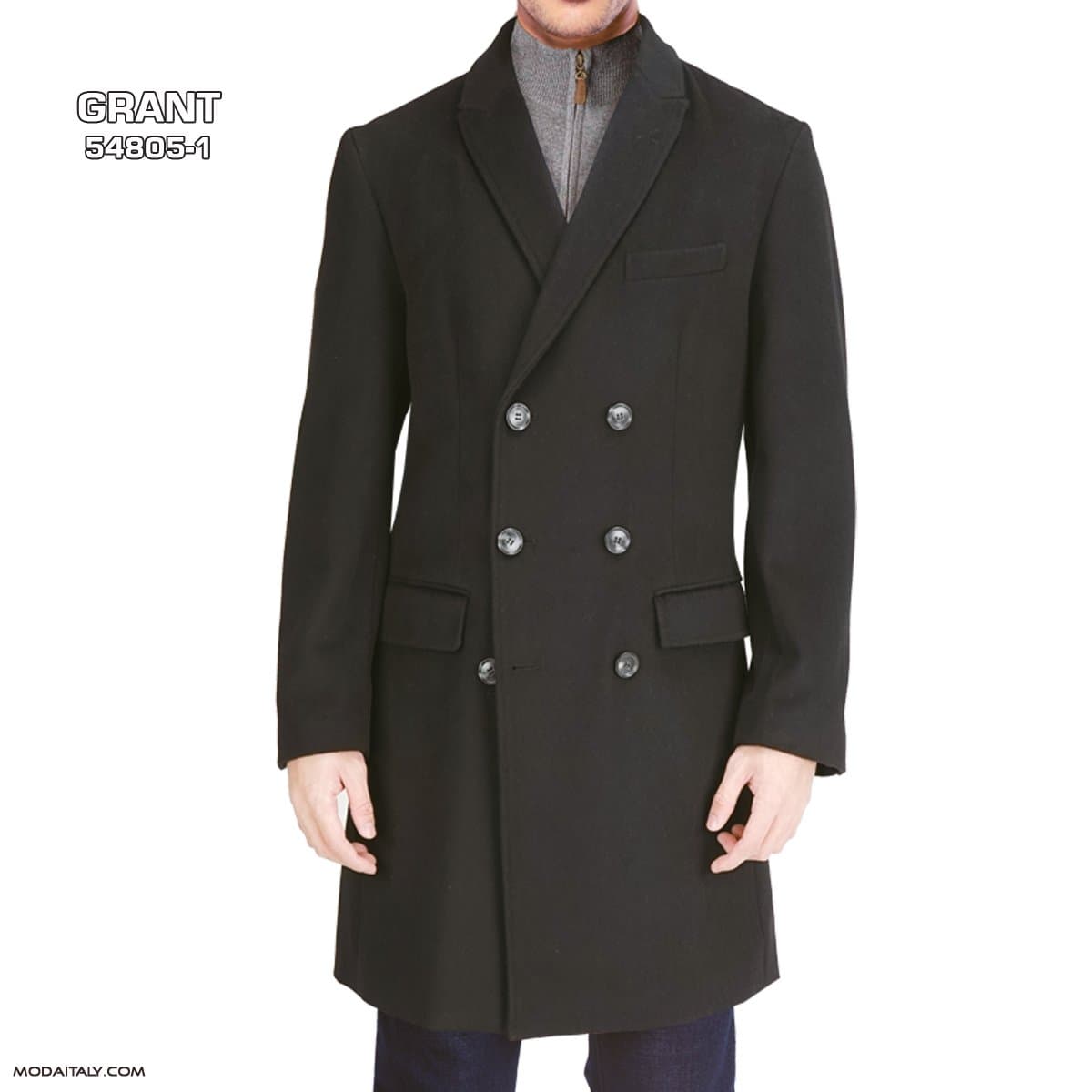 Grant Black Double Breasted Wool/Cashmere Jacket