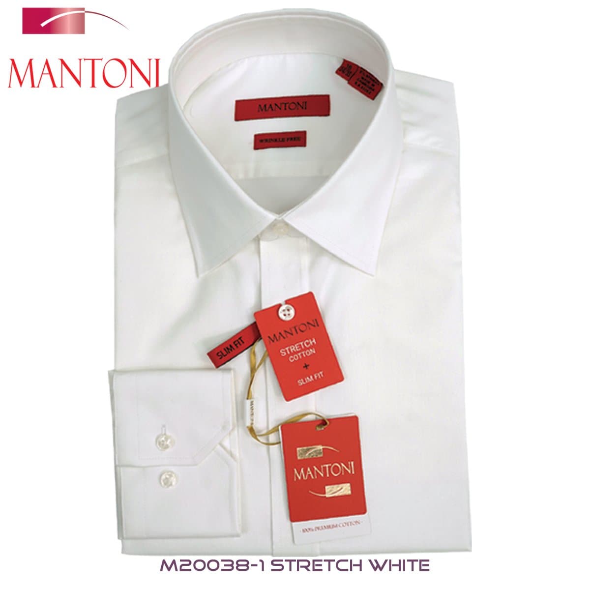 Mantoni Stretch White or Blue Barrel-cuffed Slim-Fit