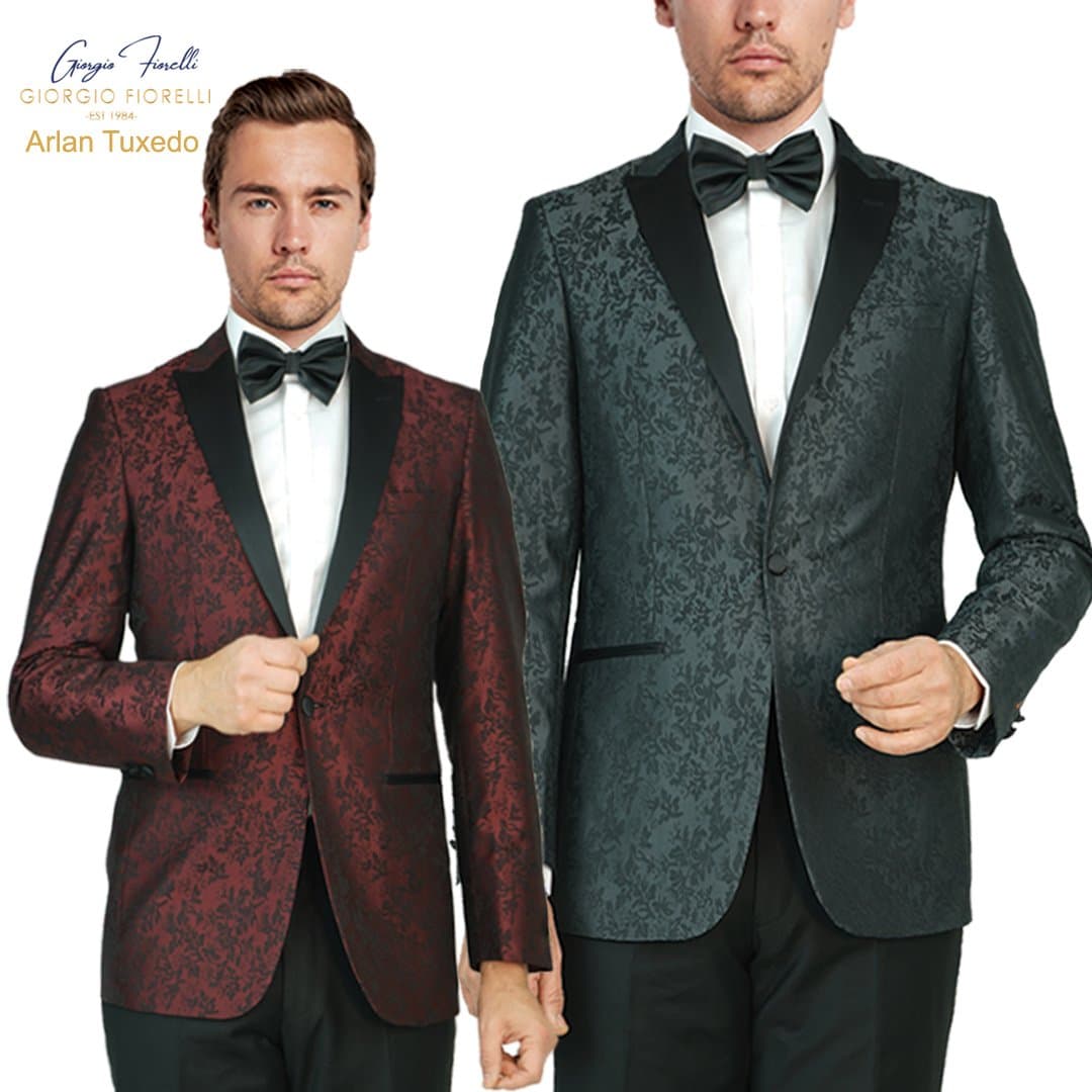 Arlan Paisly Tuxedo by Giorgio Fiorelli in Burgundy/Blue/BLK