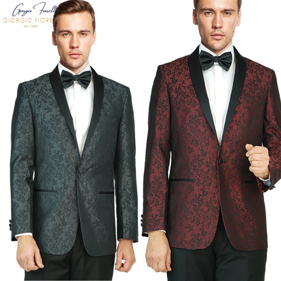 Shawl Paisly Tuxedo by Giorgio Fiorelli in Burgundy, Gray, Blue