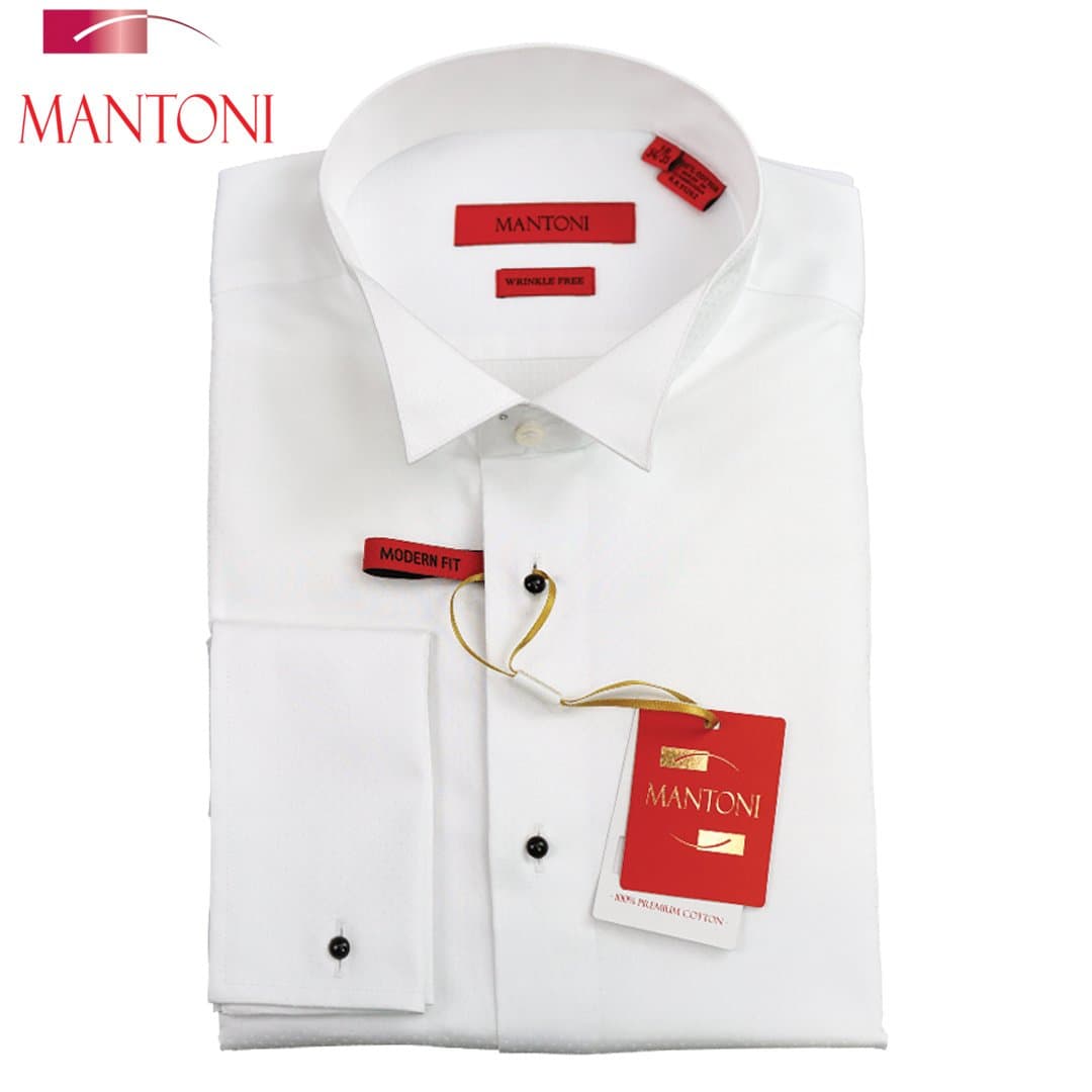 Mantoni White Wing-Tip Tuxedo Shirt