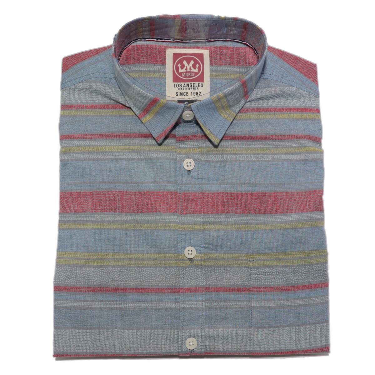 MICROS Woodblock Blue Short Sleeve Shirt
