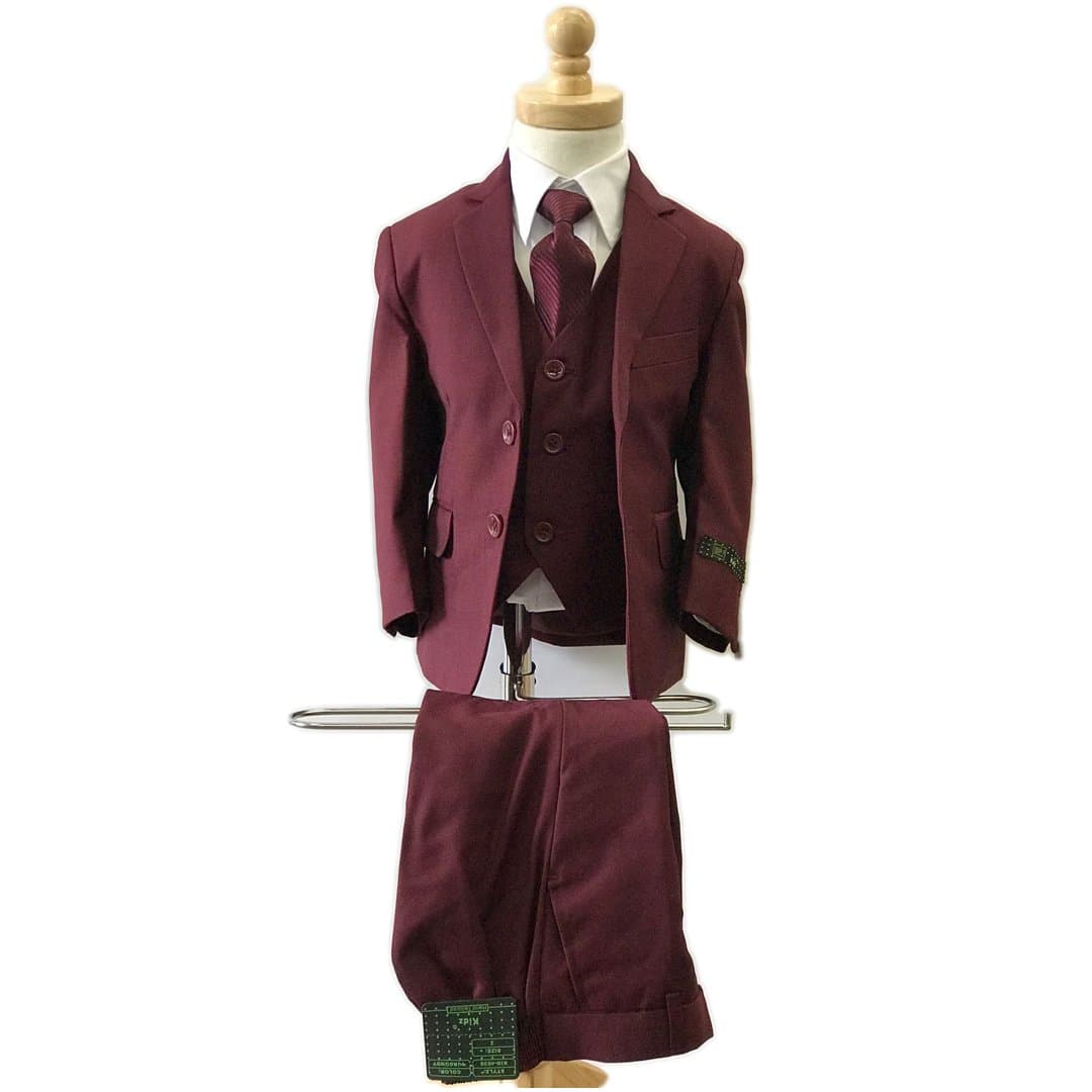 Giovanni Testi 5 Pc Burgundy Boys Suit