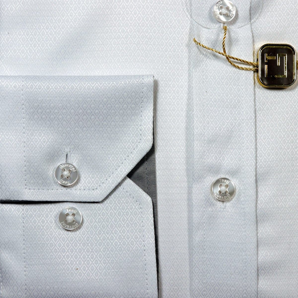 Giovanni Testi White Laydown Dress Shirt Micro-Diamond Fabric thumbnail 4