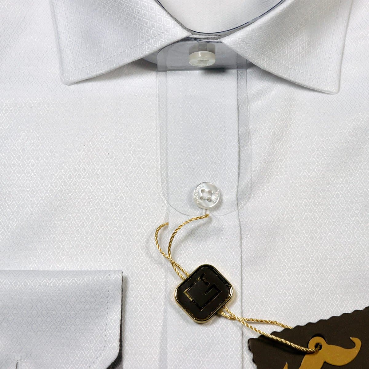 Giovanni Testi White Laydown Dress Shirt Micro-Diamond Fabric thumbnail 2