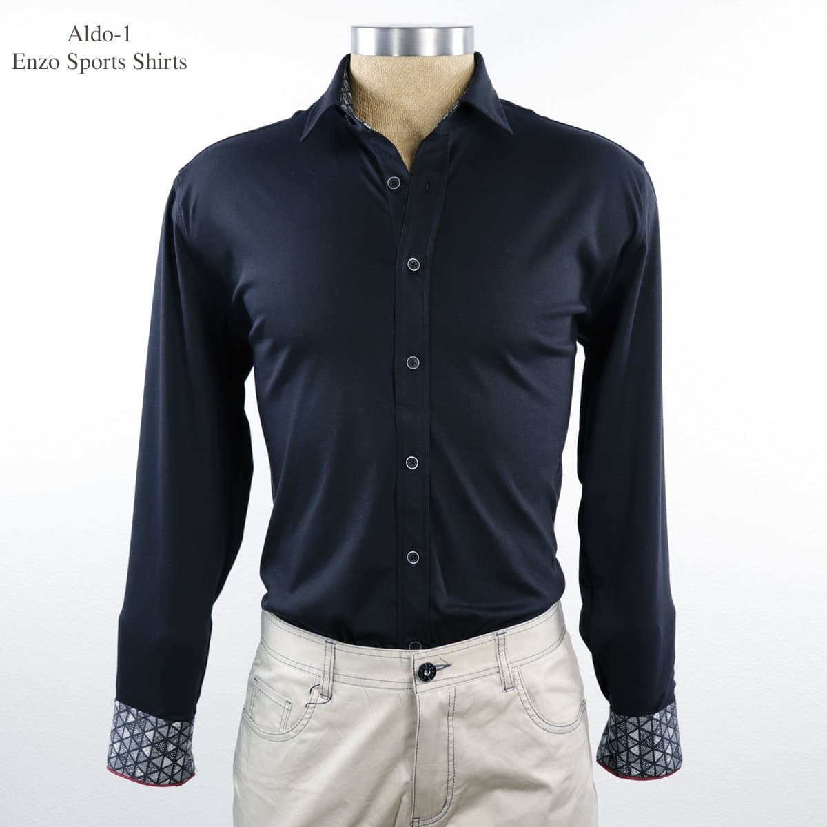 Aldo-1 Enzo Knit Black Dress Shirt