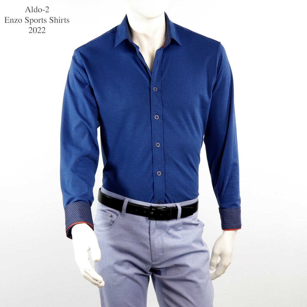Aldo-2 Enzo Knit Blue Dress Shirt