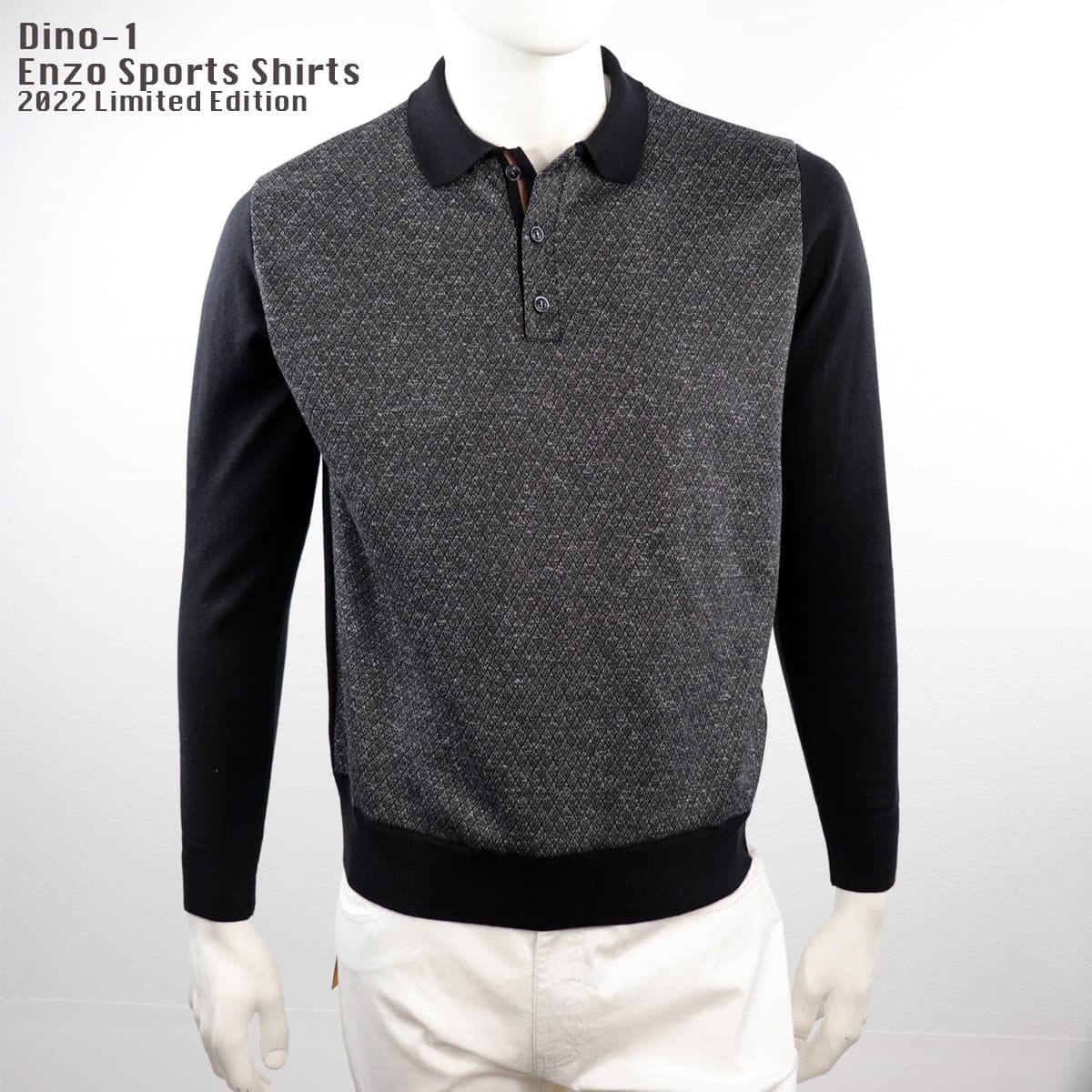 Dino-1 Enzo Long sleeve Polo Shirt Grey/Black