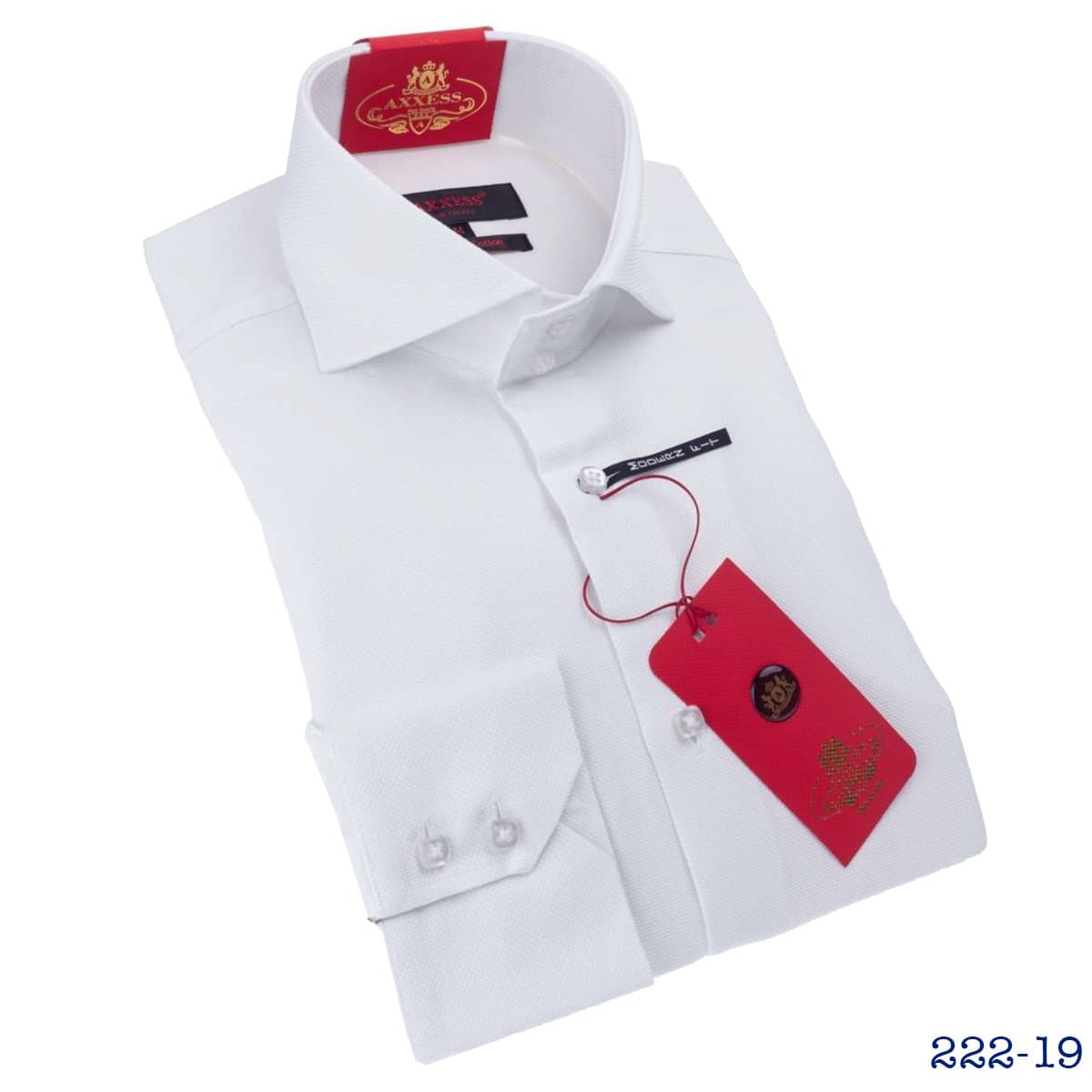 Axxess High-Collar White Dress Shirts Spread Collar