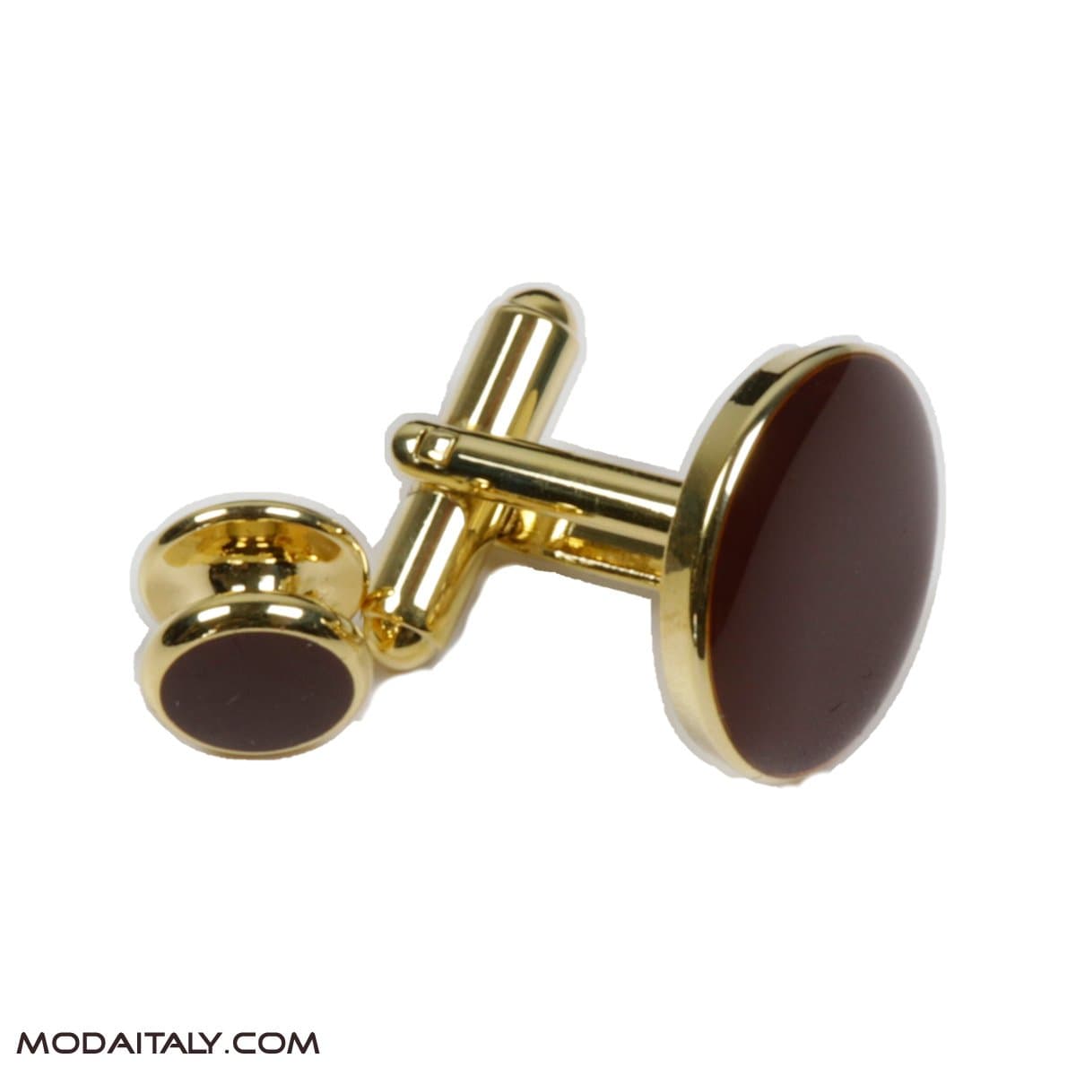 Round Trim with Brown Aget on Gold 2Cufflinks & 4Studs thumbnail 3