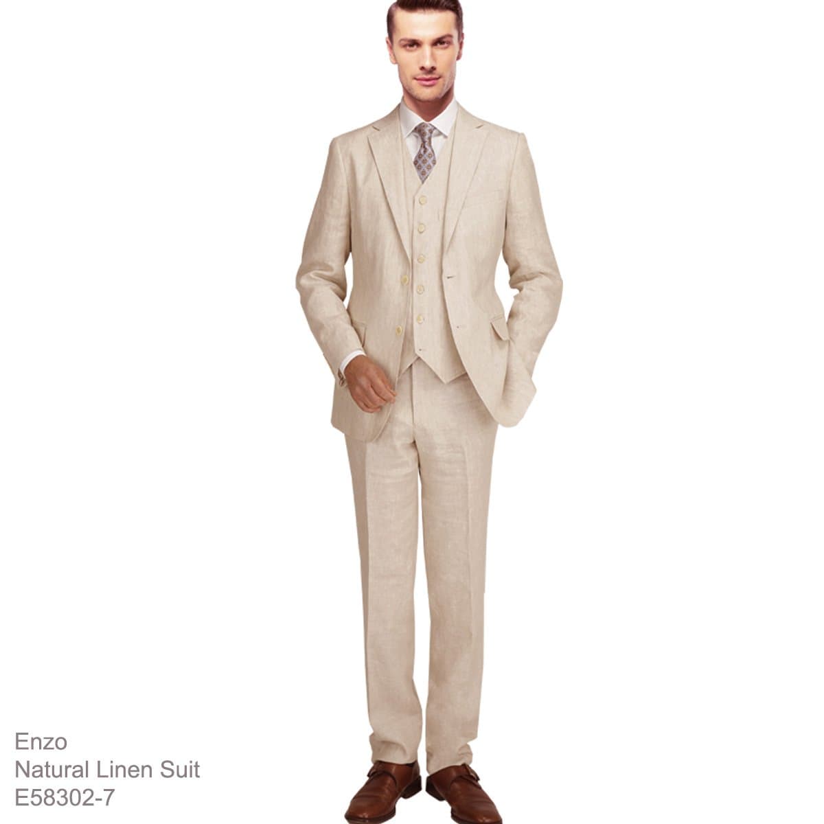Enzo White, Khaki or Blue Linen Suits/ Free Shipping thumbnail 3