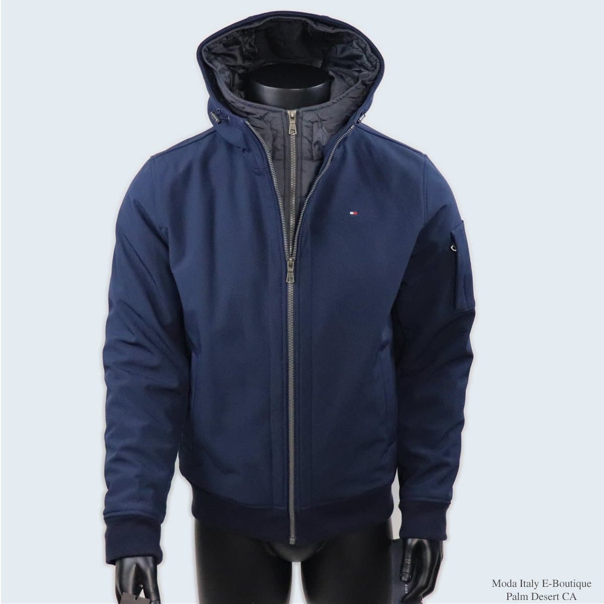 Tommy Hilfiger Men’s Navy Soft Shell Active Filled Bomber Jacket