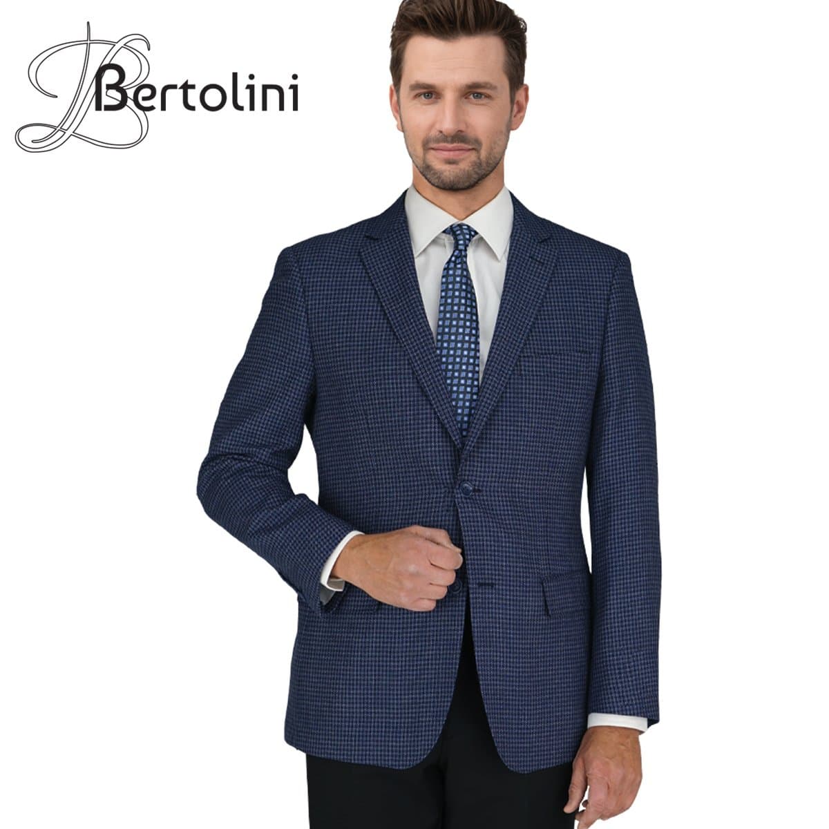 Bertolini Blue Black Check Blazer