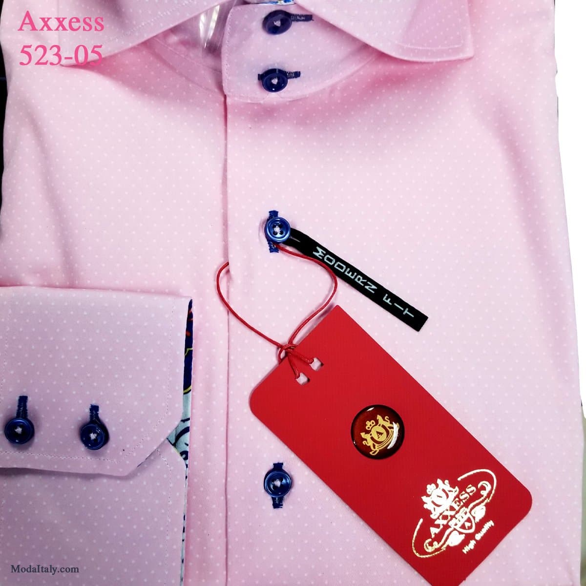 Axxess Pink High-Collar Dress Shirts Spread Collar thumbnail 3
