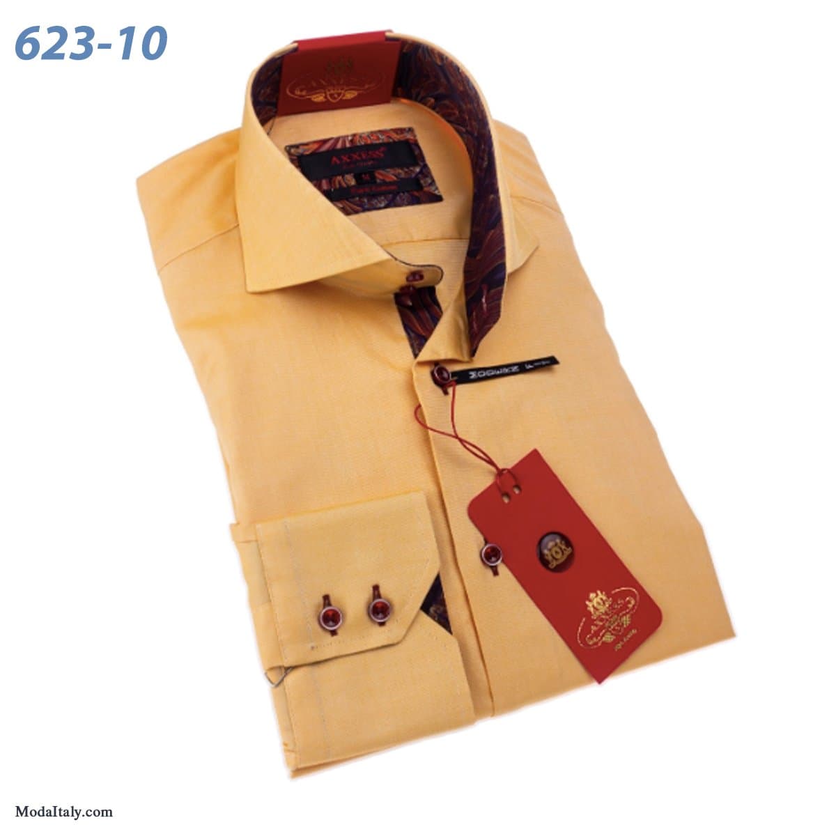 Axxess Tangerine High-Collar Dress Shirts Spread Collar