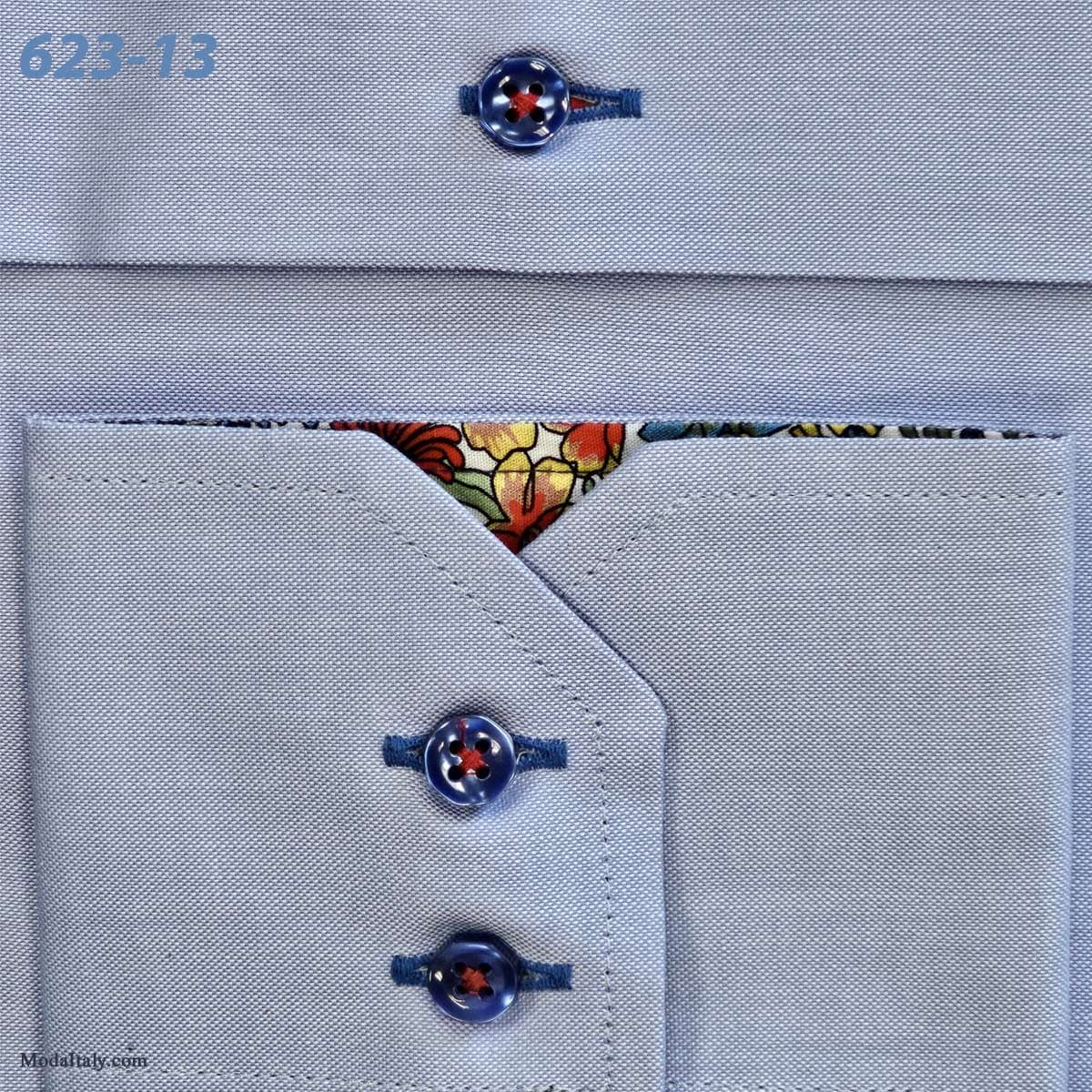 Axxess Light Blue High-Collar Dress Shirts Spread Collar thumbnail 4