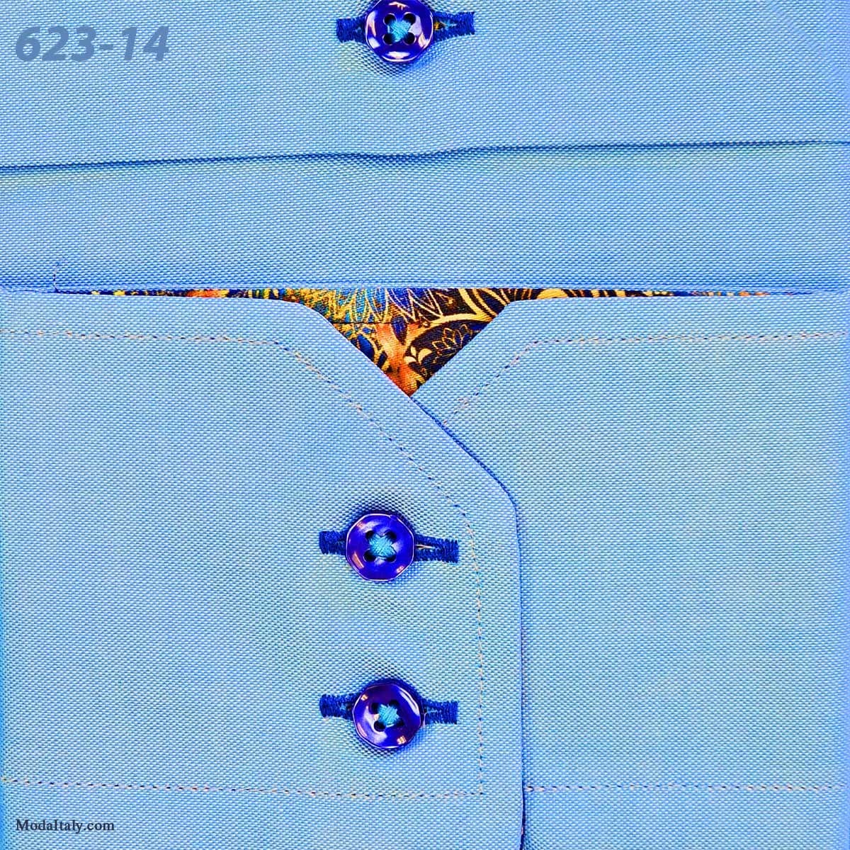 Axxess Azure Blue High-Collar Dress Shirts Spread Collar thumbnail 4