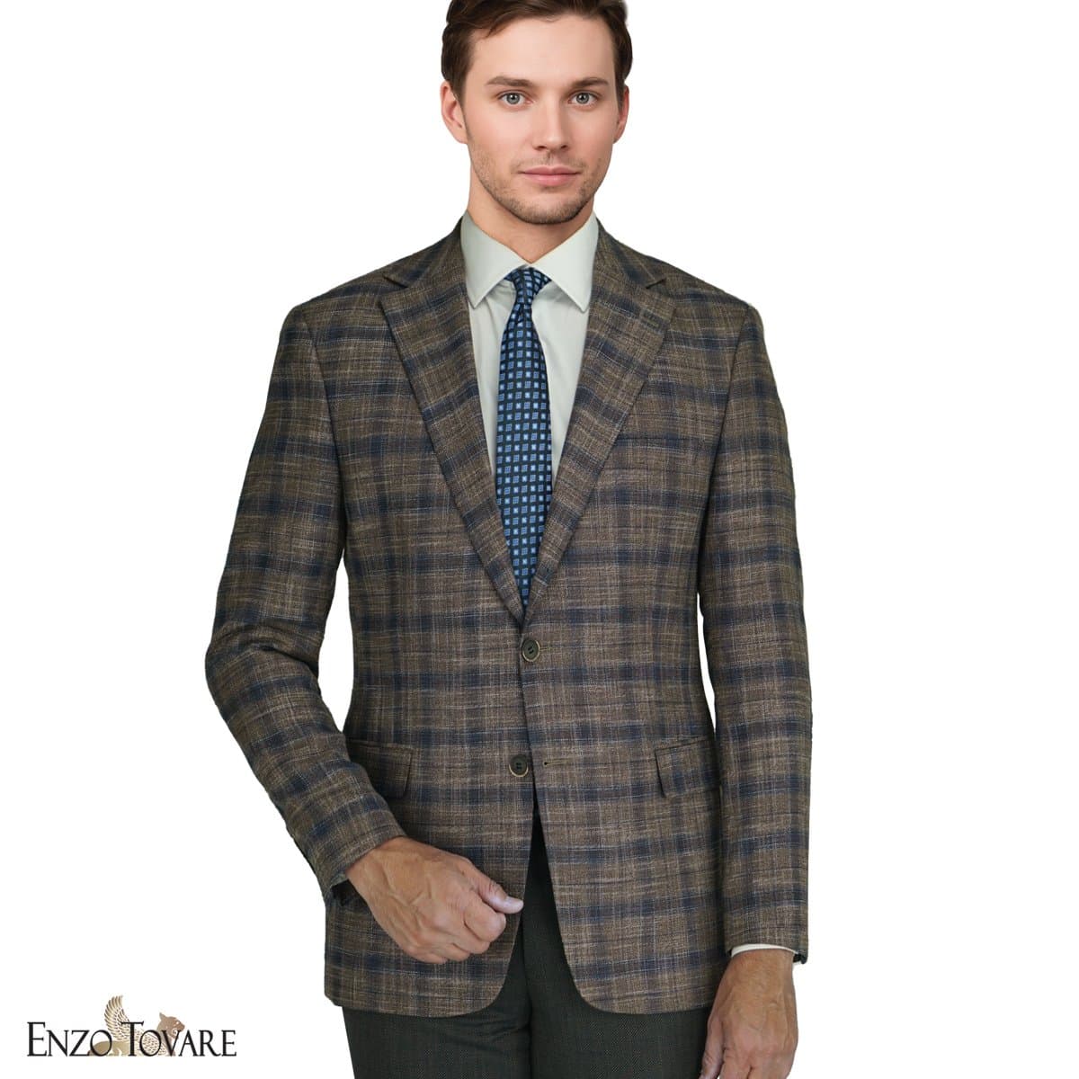 Enzo Super 150’s Wool Windowpain Blazer