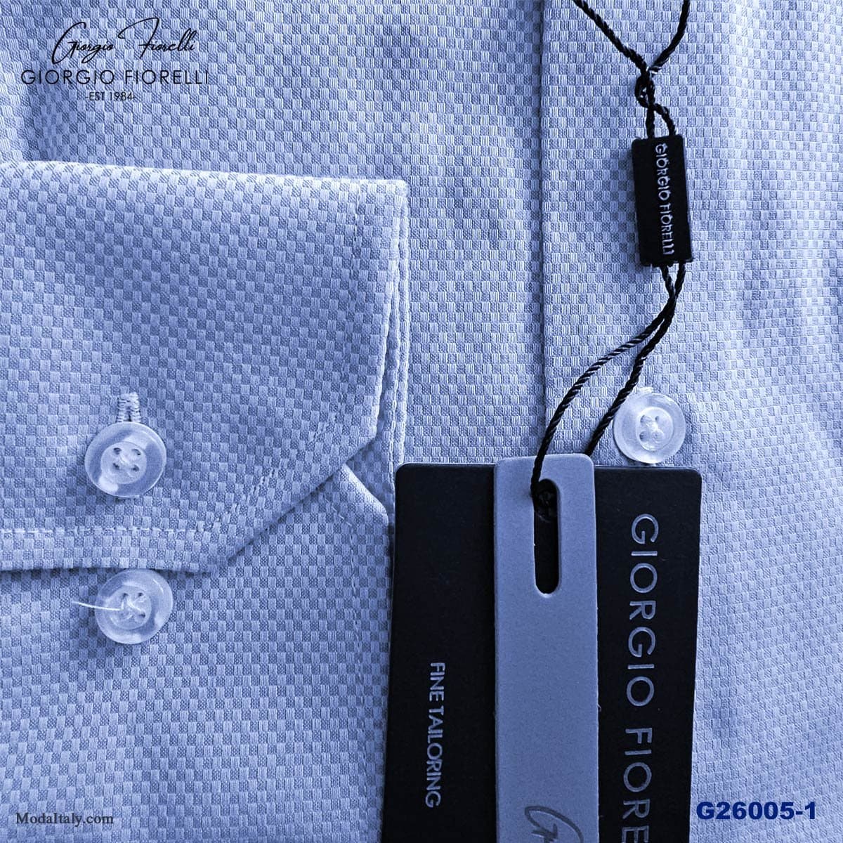 Giorgio Fiorelli Blue Tonal Barrel Cuff Dress Shirt thumbnail 2