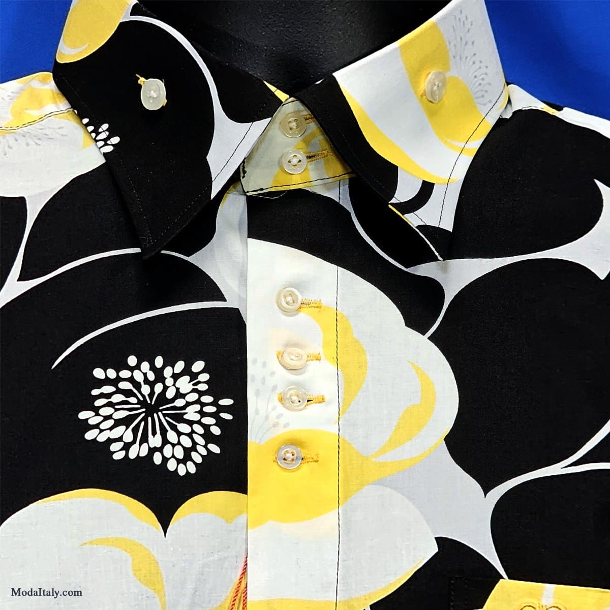 High-Collar Yellow/Black Abstract Dress Shirt by G. Gianni thumbnail 3