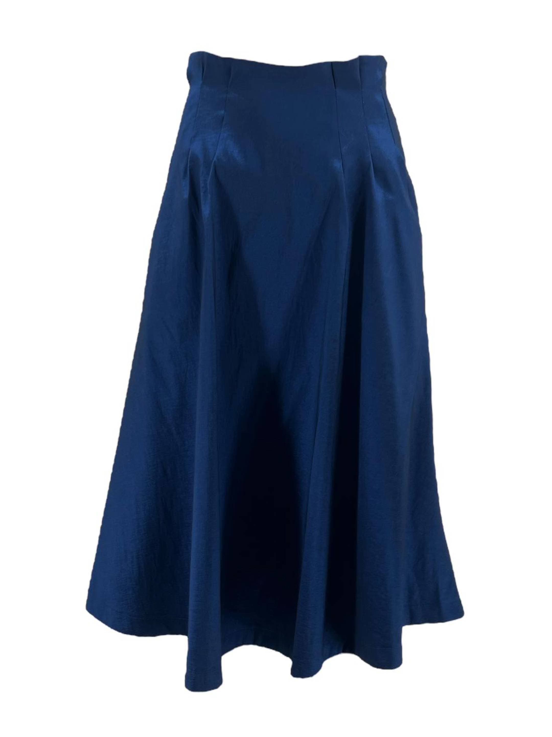 MONZLAPUR Taffetta Box Pleated Skirt – Blue