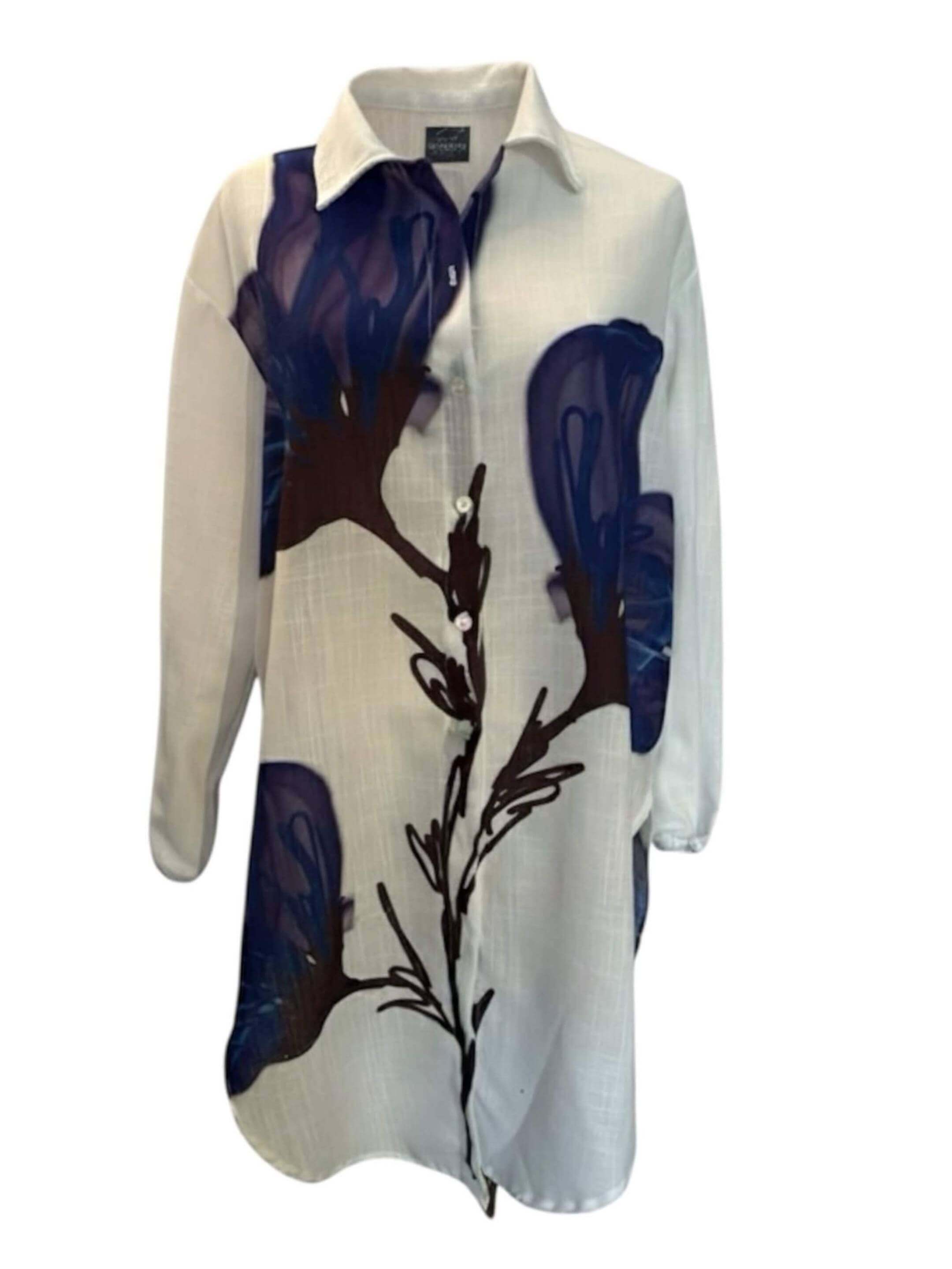 MundoE&amp;E White Maxi Blouse With Flowers