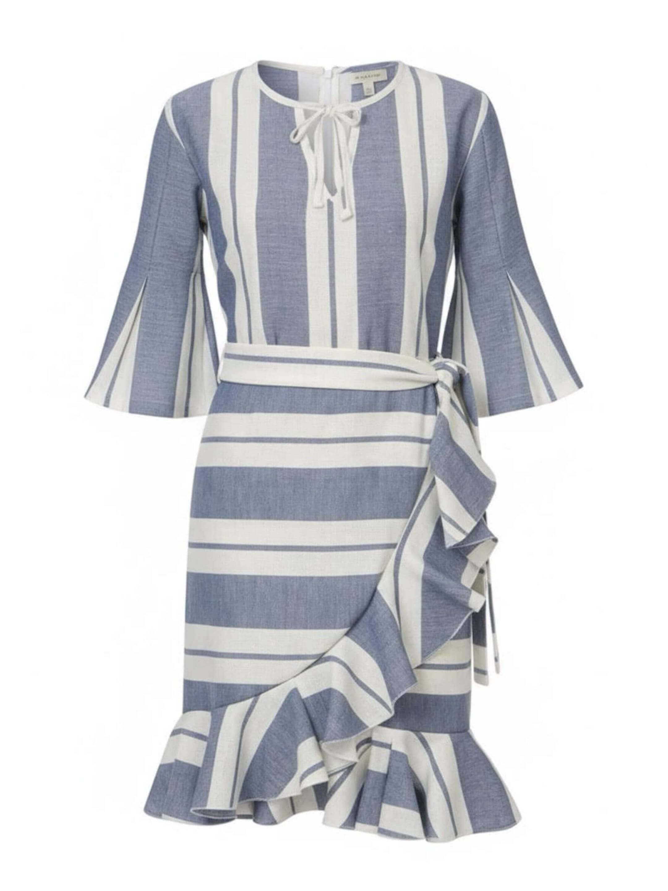 MundoE&amp;E Blue And White Blouse And Skirt Linen Set