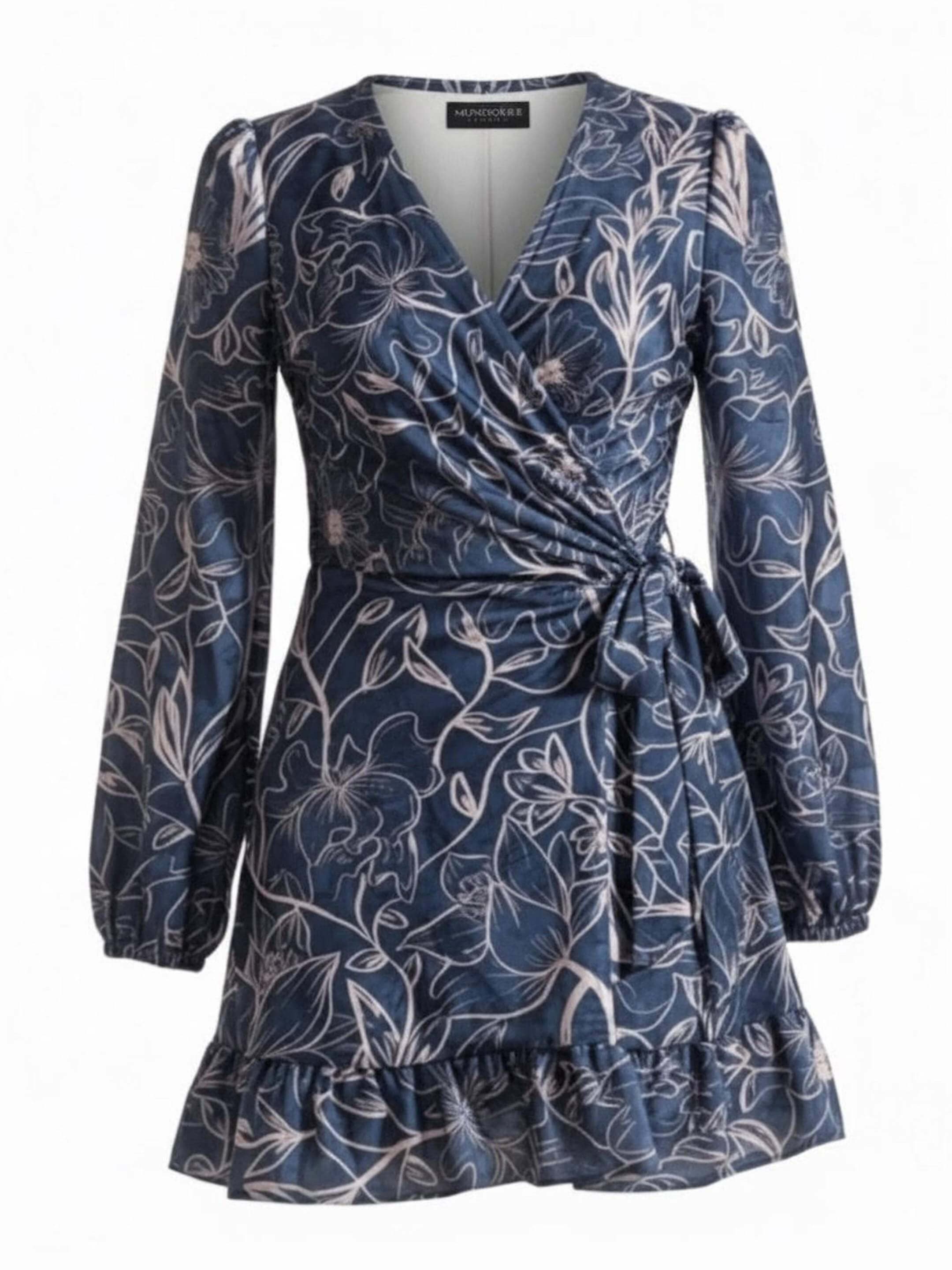 MundoE&amp;E Blue Mini Wrap Velvet Cocktail Dress