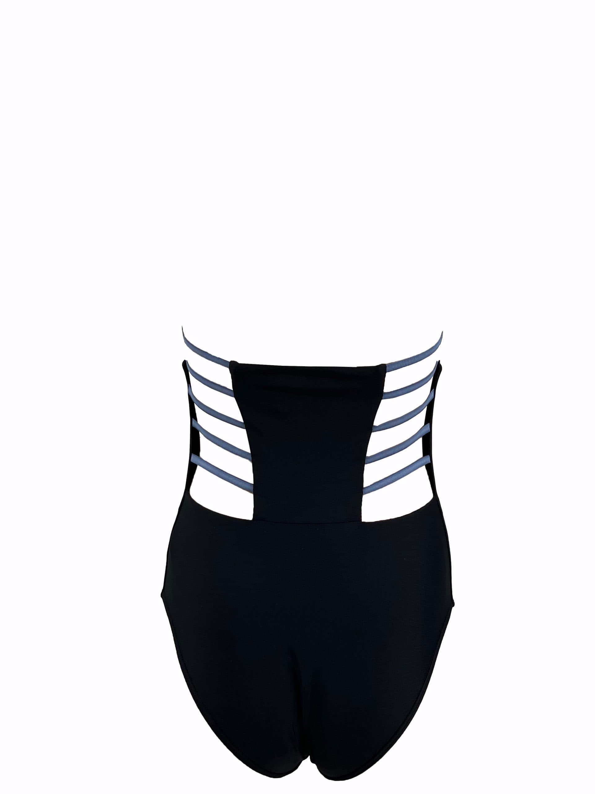 MONZLAPUR SS23 – Bodysuit/Bathingsuit with straps and Neck Ties Black thumbnail 4