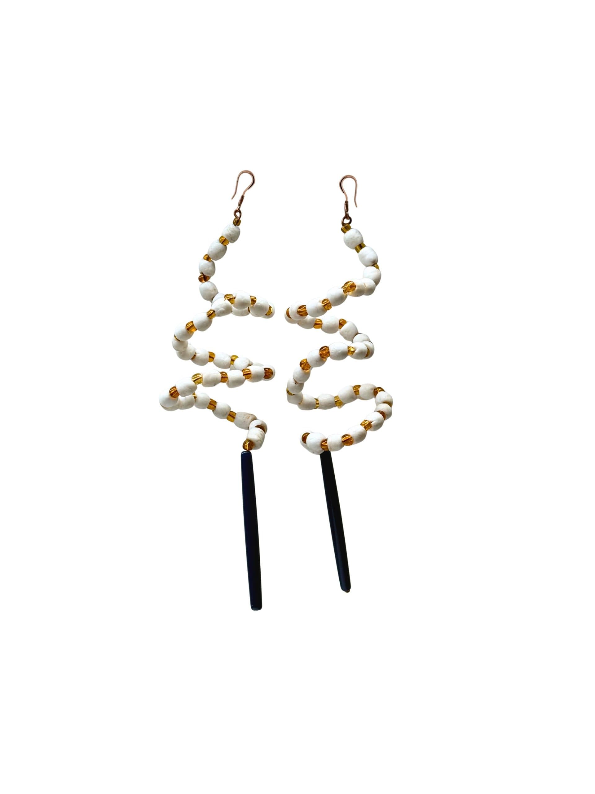 Modern Natured White Glass Earrings thumbnail 2