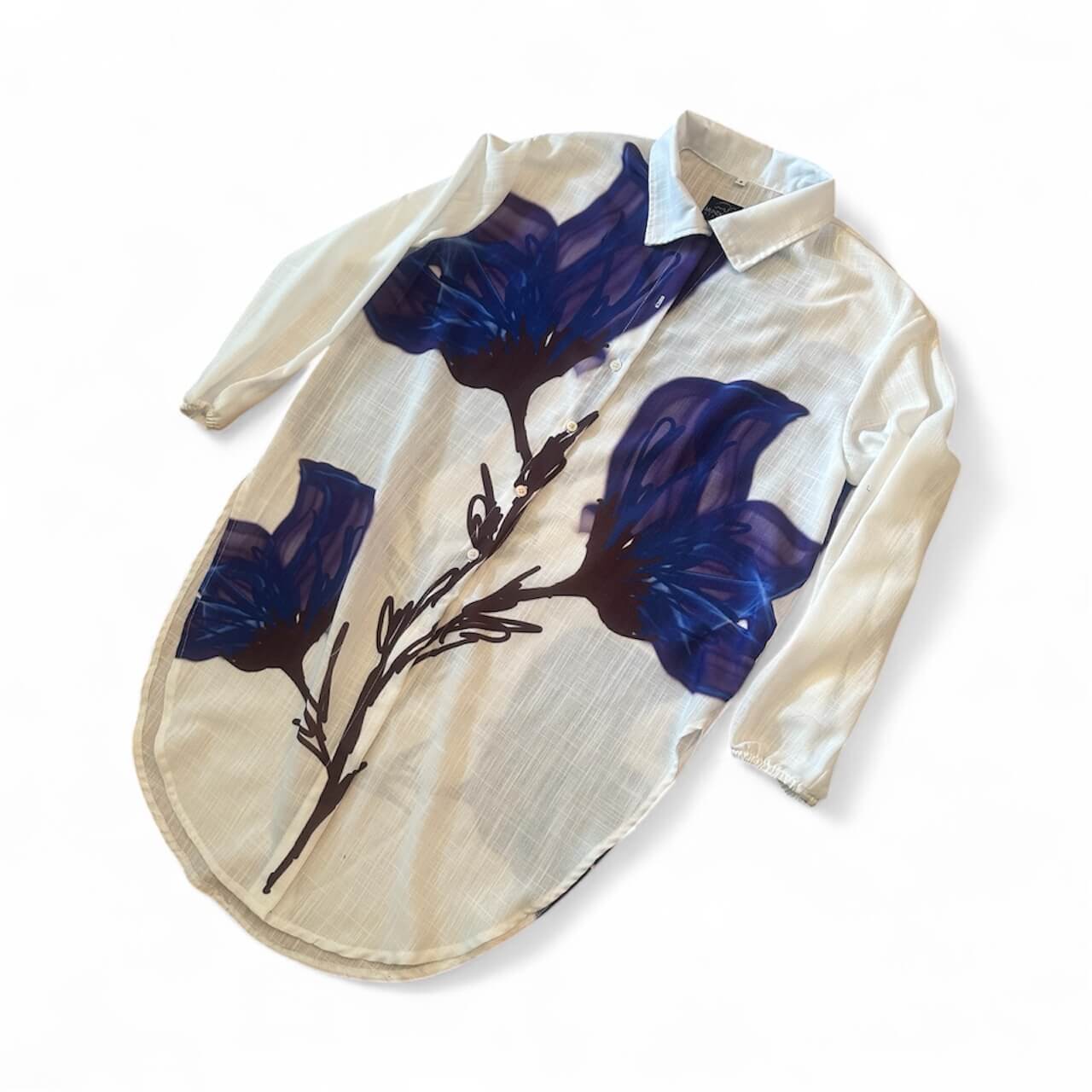 MundoE&amp;E White Maxi Blouse With Flowers thumbnail 4