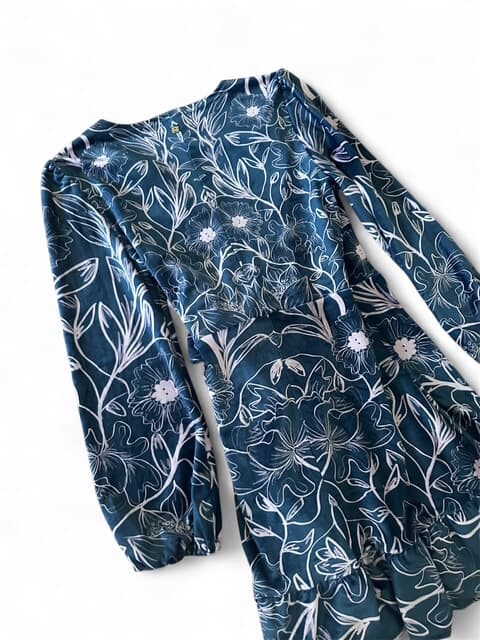 MundoE&amp;E Blue Mini Wrap Velvet Cocktail Dress thumbnail 4